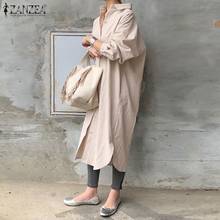 2022 ZANZEA Fashion Solid Shirt Dress Women's Asymmetrical Sundress Casual Long Sleeve Midi Vestido Female Button Robe  2024 - buy cheap