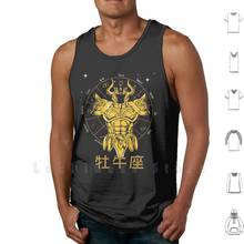 Tela Taurus de Aldebaran, camisetas sin mangas de Saint Seiya, chaleco 100% de algodón, tela de acuario 2024 - compra barato