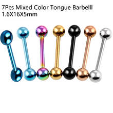 7pcs 14g Surgical Steel Titanium Anodized Tongue Straight Barbell Rings Piercing Tongue Retainer Body Jewelry 14g 2024 - buy cheap