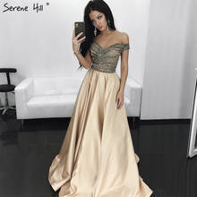 Serene Hill Off shouler Sexy Beading Fashion Luxury A-Line Prom Dress Diamond Crystal Satin Evening Dress 2020 CLA6252 2024 - buy cheap