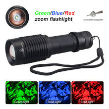 Linterna táctica LED R5 con zoom, luz verde/roja/azul, 1 engranaje, impermeable al aire libre, IP65, para caza nocturna y Pesca 2024 - compra barato