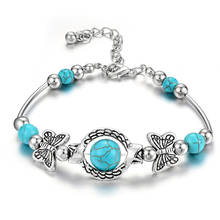 2020 New Arrival Natural Turquoises Stone With Beauty Butterfly Bracelets for Women Fashion Party Vintage Jewelry Bracelets Gift 2024 - buy cheap