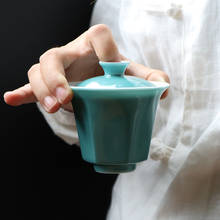Шестиугольная керамическая посуда ручной работы с цветной глазурью, чаша с крышкой, керамическая чаша кунг-фу, приспособление для заваривания чая 2024 - купить недорого