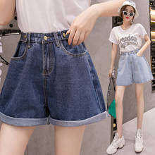 Plus Size Summer Blue Women's Denim Shorts Large Size 5Xl Wide Leg  High Waisted Ladies Shorts Elastic Waist Jeans for Women 2024 - buy cheap