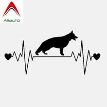 Aliauto Cartoon Car Sticker German Shepherd Heartbeat Lifeline Dog Waterproof Reflective Decal Vinyl Black/Silver,16cm*7cm 2024 - buy cheap