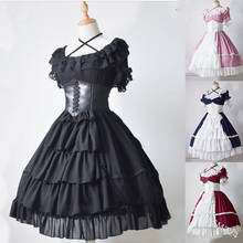 Vestido de princesa de palacio Medieval renacentista para adultos, vestido Vintage ajustado de color sólido con hombros descubiertos, disfraz de Halloween de Lolita 2024 - compra barato