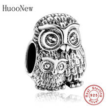 HuooNew Fit Original Brand Charms Bracelets 925 Sterling Silver Animal Mom With Child Owl Beads Jewelry Making Berloque 2018 2024 - buy cheap