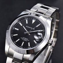 Parnis mostrador preto relógios masculinos calendário miyota 8215 movimento 21 jóias automático relógio mecânico de aço inoxidável 2024 - compre barato