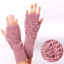 Warm Fingerless Knitted Gloves For Women Acrylic Stretch Half Finger Arm Glove Winter Crochet Knitting Faux Girls Mitten Gloves 2024 - buy cheap