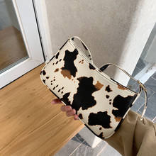 Bolsa de mão feminina de couro pu, bolsa vintage de ombro pequena com estampa de vaca 2024 - compre barato