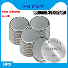 30 pçs original sony cr2450 botão bateria celular 3v baterias de lítio cr 2450 para relógio de brinquedo remoto controle calculadora computador 2024 - compre barato