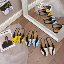 EOEODOIT-Zapatillas de cuero con punta abierta para mujer, zapatos planos informales, sandalias de verano, calzado exterior 2024 - compra barato