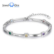 JewelOra Personalized Inlaid Square Birthstone Bracelets & Bangles Customized 8 Names Engraved Bracelets for Mother Xmas Gifts 2024 - buy cheap
