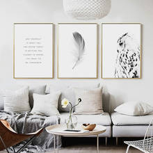 Nordic Black And White Letters Wall Art  Feather Posters Home Decor Eagle Canvas Painting Wall Art Print for Living Room 2024 - buy cheap