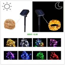 Fio de luz solar com 200leds, para exteriores, fio de cobre de 20m, luz de fadas, para decoração de jardim, lâmpada branca 2024 - compre barato