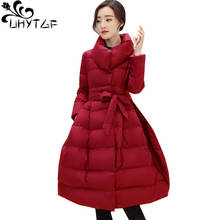 Uhytgf casacos femininos de inverno, jaquetas parka grossas de qualidade para mulheres, casaco longo e quente plus size 873 2024 - compre barato