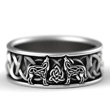 Vintage Viking Giant Wolf Defense Ring Nordic Mythology Totem Wolf Fashion Retro Hip Hop Rock Neutral Ring Punk Gift 2024 - buy cheap