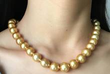 gorgeous 12-14mm south sea round gold pearl necklace 18inch 14k 2024 - buy cheap