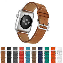 Correa de cuero genuino para Apple Watch, correas de Reloj de 38/42mm, accesorios para iwatch 2024 - compra barato