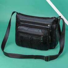 Retro Black Color Mother's Shoulder Handbags Casual PU Leather Braided Women's Messenger Bag Portable Multi-Pocket Travel Purses 2024 - buy cheap