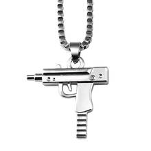 Pingente em forma de arma uzi, colar masculino de aço inoxidável, corrente de hip hop 2024 - compre barato