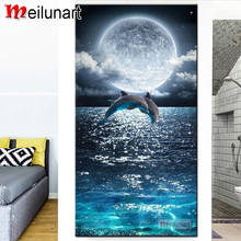 Moon dolphin calm sea diy 5d diamond painting cross stitch large full square round diamond embroidery sale wall decor AS0684 2024 - buy cheap