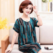 Summer pajamas women cotton short sleeve sleepwear set large size middle-aged mother home clothes new two-piece pyjamas suit 3XL 2024 - buy cheap