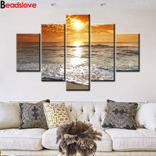 5 Panels Sunsets Natural Sea Beach Landscape,diamond painting,Multi-Picture,diamond embroidery,mosaic diamonds Wall Art Picture 2024 - buy cheap