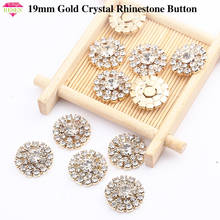 RESEN 10pcs 19MM Gold Crystal Rhinestone Buttons Round Flat Back Clear Crystal Button For Wedding Decoration Hair Accessories 2024 - buy cheap