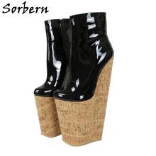 Sorbern 30Cm Super High Heel Booties Ankle High Hard To Walk Drag Queen Shoes Crok Wedges Plus Size Ladyboy Made-to-order 2024 - buy cheap