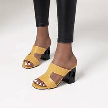Размера плюс 32-48 Роскошные дизайнерская обувь для женщин вечерние сандалии, шлепанцы на массивном высоком каблуке, летние туфли-лодочки, женские сандалии X1-2 2024 - купить недорого