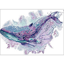 Watercolor blue whale patterns Counted Cross Stitch 11CT 14CT 18CT DIY Chinese Cross Stitch Kits Embroidery Needlework Sets 2024 - buy cheap