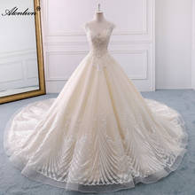 Alonlivn настоящая фотография, Элегантное свадебное платье с круглым вырезом, уникальное очаровательное кружевное бальное платье с бусинами и жемчугом, свадебные платья 2024 - купить недорого