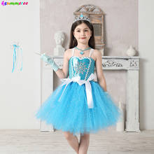 Snow Ice Princess Queen Girls Tutu Dress Glittery Sparkle Handmade Kids Halloween Party Birthday Fancy Dresses Elsa Clothes 2024 - buy cheap