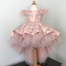 Vestidos de desfile de flores florales 3D para niñas, ropa Formal con Apliques de encaje Alto y Bajo, larga, hinchada 2024 - compra barato