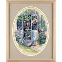 Gold Collection Counted Cross Stitch Kit Garden Door Gate Yard Flowers and Cat Kitten dim 35124 2024 - buy cheap