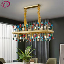 Modern crystal chandelier for dining room colorful cristal lamps rectangle kitchen island led light fixture home decor lighting 2024 - buy cheap