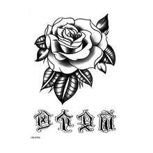 Black rose цветок Водонепроницаемый временная татуировка Стикеры в флэш-тату и Серебрянного цвета татуаж Temporaire хна искусственные татуировки Для мужчин 2024 - купить недорого