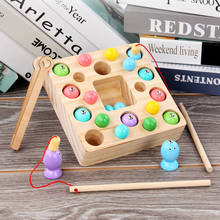 Montessori wooden toys Children 2 In 1 Early Educational Clip Beads Magnetic Fishing Game Toy For Children Gift 2024 - buy cheap