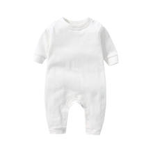 Primavera bebê menino menina simples algodão manga longa macacão infantil criança cor sólida macacão roupas do bebê 2024 - compre barato