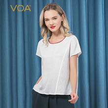 Классическая футболка VOA Silk, 22 мм, цвета слоновой кости, белого жаккардового цвета, с коротким рукавом и закругленным вырезом 2024 - купить недорого