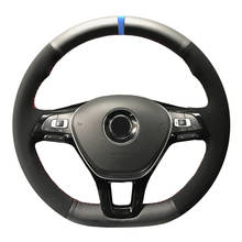 Capa de volante de carro de camurça, de fibra de carbono, preta, costurada à mão, para volkswagen vw golf 7 mk7, novo polo jetta passat b8 2024 - compre barato