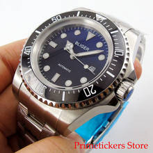 Bliger 44mm mostrador preto azul moldura de cerâmica marcas luminosas movimento automático relógio masculino 2024 - compre barato