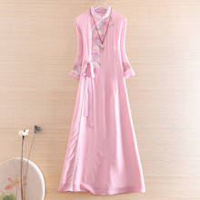 Vestido cheongsam renda feminina, primavera-verão, bordado, elegante, estilo chinês, para festa 2024 - compre barato