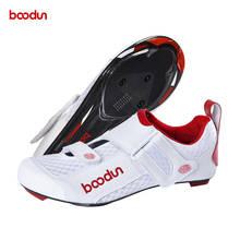 Boodun/Мужская обувь для велоспорта; Обувь для шоссейного велосипеда с подошвой из углеродного волокна; Сетчатая дышащая верхняя обувь для триатлона; Велосипедная гоночная обувь с замком 2024 - купить недорого