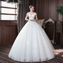 Wedding Dress 2020 New Vestido De Noiva Elegant Boat Neck Lace Up Ball Gown Off The Shoulder Princess Robe De Mariee Plus Size 2024 - buy cheap