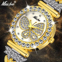 MISSFOX-Reloj de mariposa para mujer, accesorio de marca de lujo, con diamantes grandes de oro de 18K, correa de reloj caro especial, resistente al agua, 2021 2024 - compra barato