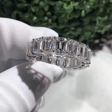 Кольцо SATINE Eternity Promise, 100% Настоящее серебро 925 пробы, полностью Изумрудное кольцо с бриллиантом для помолвки, обручальное кольцо, кольца для мужчин и женщин 2024 - купить недорого