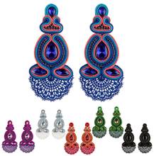 Handmade Soutache Fashion women's earrings hand embroidered braid large long Dangle Earring Colorful Lace crystal Trendy gift 2024 - buy cheap