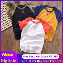 100% Cotoon Hight Quality Sale T-shirt For Boys Short Sleeve Tops For Teens Children T Shirt Kids Stitching Brand Clothes Retail 2024 - buy cheap